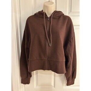 Zara Full-Zip Cropped Hoodie - M